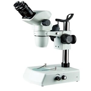 Stereo Zoom Binocular Microscope with Built-in transmitted illumination System LED