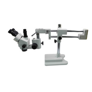 Double Arm Boom Stand Trinocular Stereo Microscope